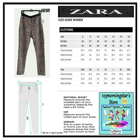 ZARA NEW Cheetah Contrast Pint Waistband Pull-On Legging M - Picture 11 of 11